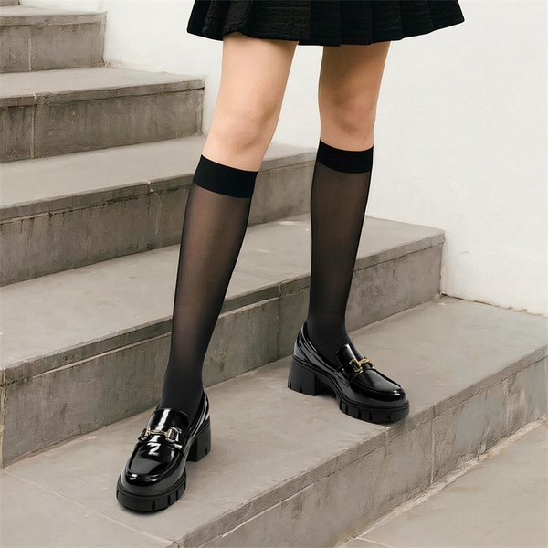Chunky Slip-On Loafers - BLACK-PAT - 2