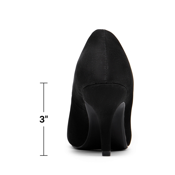 Classic Closed Toe 3 Inch Heels Pumps - BLACK NUBUCK - 6