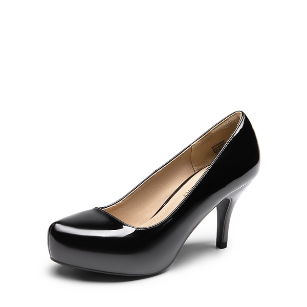 Classic Closed Toe 3 Inch Heels Pumps - BLACK PAT -  0