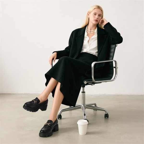 Chunky Slip-On Loafers - BLACK - 1