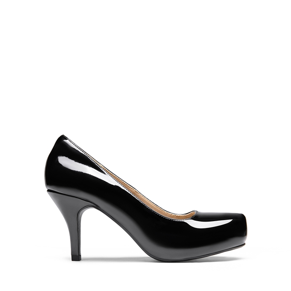 Classic Closed Toe 3 Inch Heels Pumps - BLACK PAT - 3