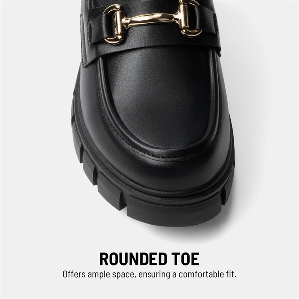Chunky Slip-On Loafers - BLACK - 5