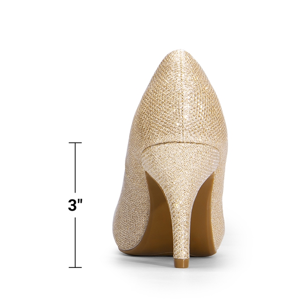 Classic Closed Toe 3 Inch Heels Pumps - GOLD - 6