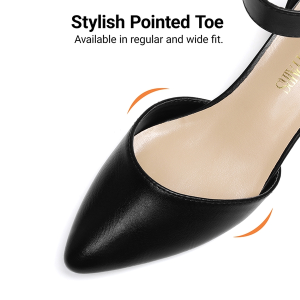 Annee Pointed Toe Low Chunky Heels Pump Shoes - BLACK PU - 4