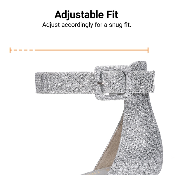 Annee Pointed Toe Low Chunky Heels Pump Shoes - SILVER GLITTER - 6