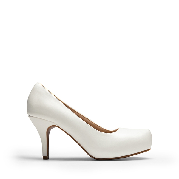 Classic Closed Toe 3 Inch Heels Pumps - WHITE PU - 3