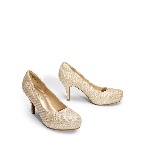 Classic Closed Toe 3 Inch Heels Pumps - GOLD - 4