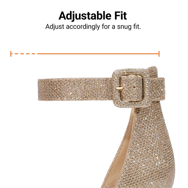 Annee Pointed Toe Low Chunky Heels Pump Shoes - GOLD GLITTER - 6