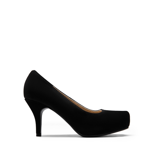 Classic Closed Toe 3 Inch Heels Pumps - BLACK NUBUCK - 3