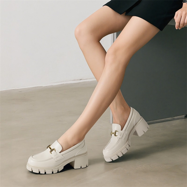 Chunky Slip-On Loafers - BEIGE - 2