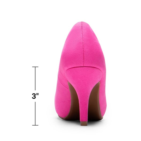 Classic Closed Toe 3 Inch Heels Pumps - FUCHSIA SUEDE - 6