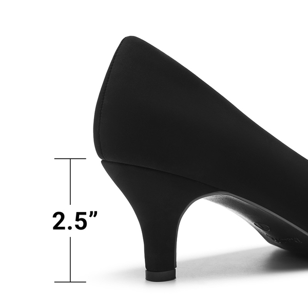 Comfy Round Toe Low Heel Pumps - BLACK SUEDE - 7