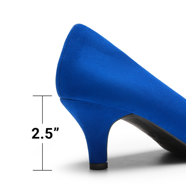 Comfy Round Toe Low Heel Pumps - ROYAL BLUE - 6
