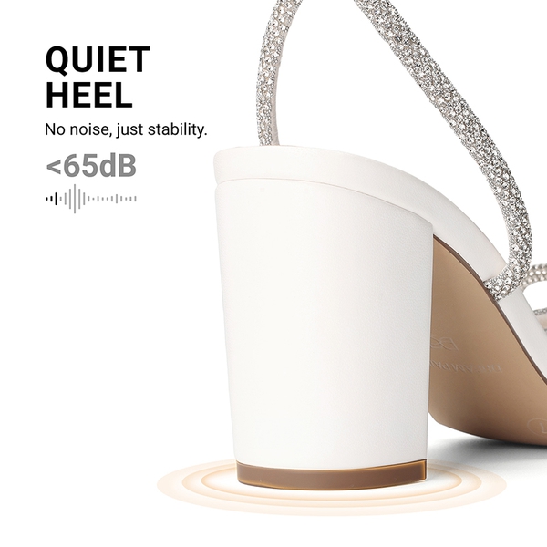Women's Rhinestone Bow Block Heel Sandals - SILVER - 5