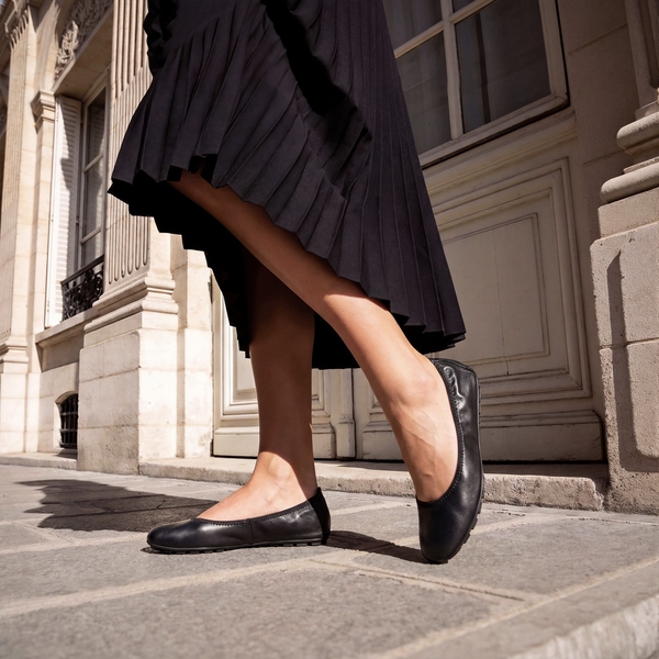 Women's Foldable Wide-Fit Ballet Flats - BLACK - 2