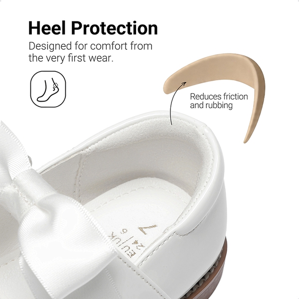 Girl's Mary Jane Dress Shoes with Removable Bow - WHITE - 5