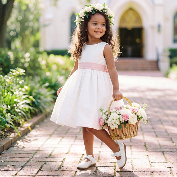 Girl's Mary Jane Dress Shoes with Removable Bow - WHITE - 1