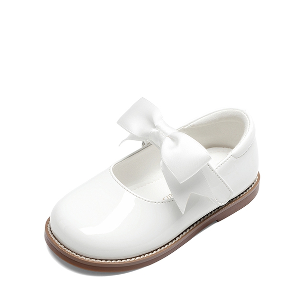 Girl's Mary Jane Dress Shoes with Removable Bow - WHITE -  0