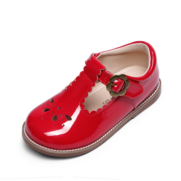 Girl's Mary Jane Flats with Floral Buckle - RED -  0