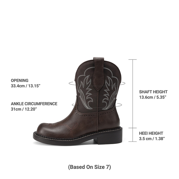 Women's Cushioned Western Slip-on Boots - ALL BROWN - 3