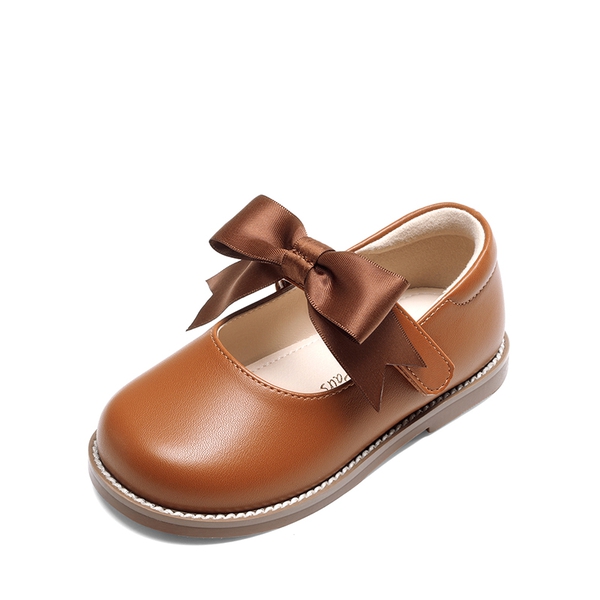 Girl's Mary Jane Dress Shoes with Removable Bow - BROWN -  0