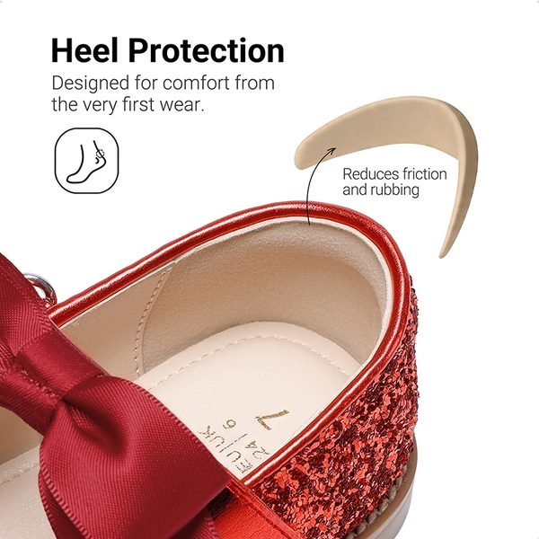 Girl's Mary Jane Dress Shoes with Removable Bow - RED - 5