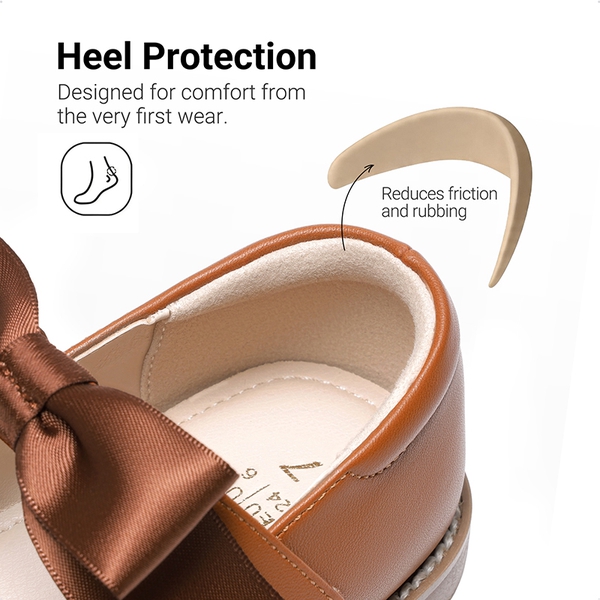 Girl's Mary Jane Dress Shoes with Removable Bow - BROWN - 5