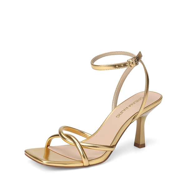 Women's Cross-Knot Heeled Sandals - GOLD -  0