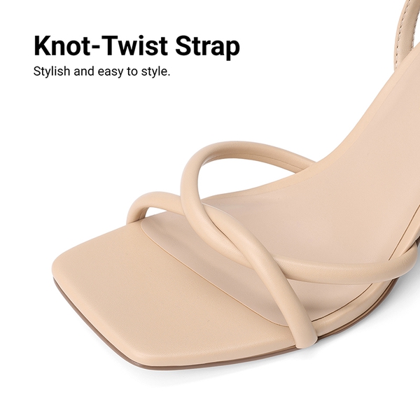 Women's Cross-Knot Heeled Sandals - NUDE - 5