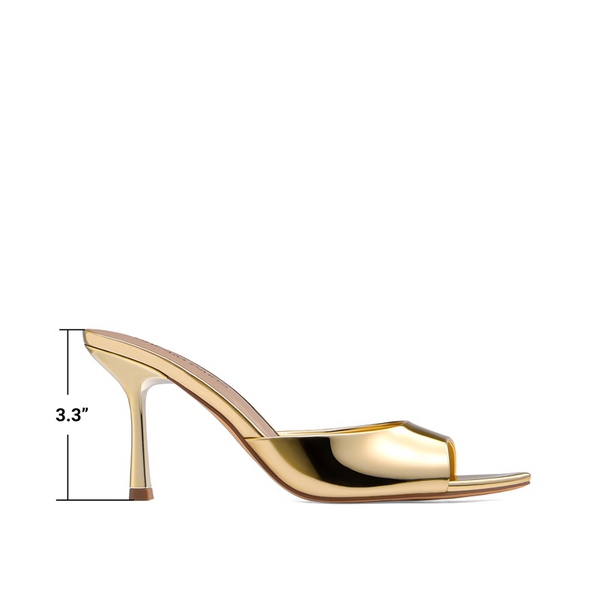 Women's Minimalist Pointed Toe Mule Heels - GOLD - 3