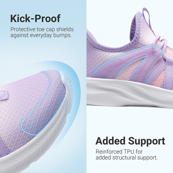 Kids’ Lightweight Slip-On Running Shoes - PURPLE/PINK - 5