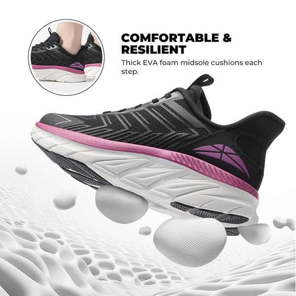 [ALLSWIFIT 2.0] Women's Comfortable Walking Sneakers - BLACK/FUCHSIA-NEW - 1