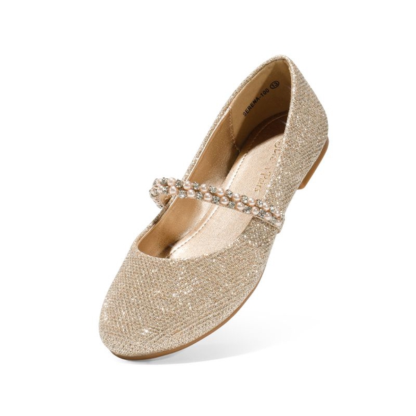 Girls’ Pearl & Rhinestone Mary Jane Flats - GOLD -  0