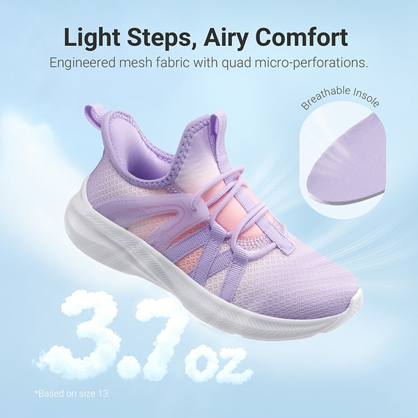 Kids’ Lightweight Slip-On Running Shoes - PURPLE/PINK - 2