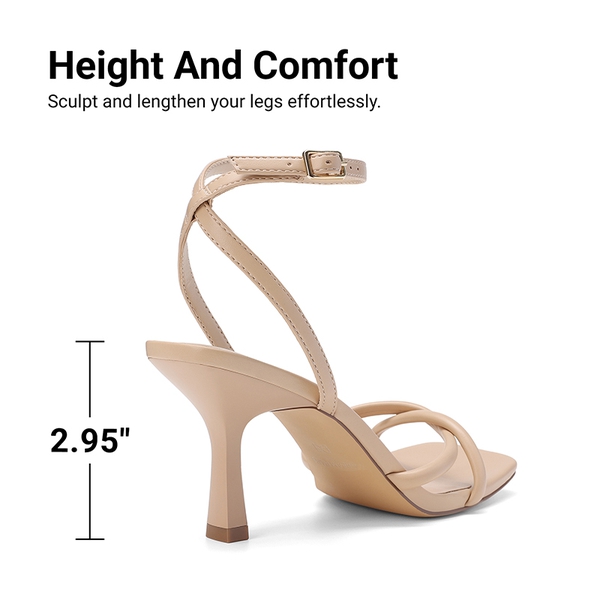 Women's Cross-Knot Heeled Sandals - NUDE - 7