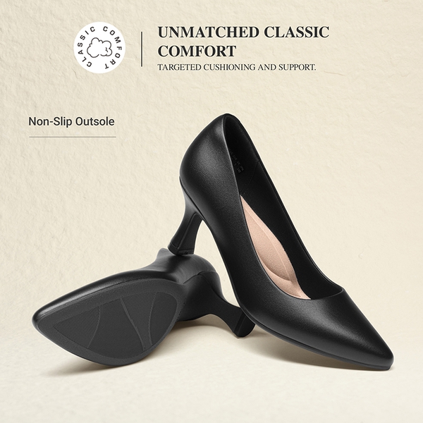 Ascenelle Women’s Comfortable Pumps with Arch Support - BLACK-PU - 7