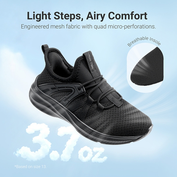 Kids’ Lightweight Slip-On Running Shoes - ALL BLACK - 2