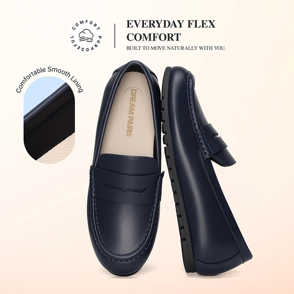 Ascenelle Women’s Comfortable Loafers with Arch Support - NAVY - 4