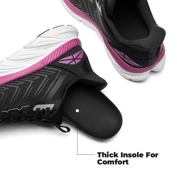 [ALLSWIFIT 2.0] Women's Comfortable Walking Sneakers - BLACK/FUCHSIA-NEW - 4