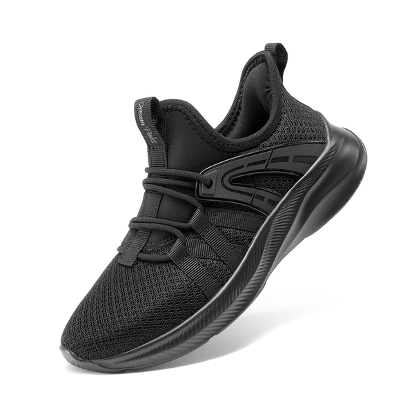 Kids’ Lightweight Slip-On Running Shoes - ALL BLACK -  0