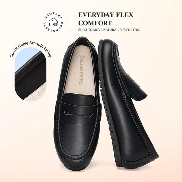 Ascenelle Women’s Comfortable Loafers with Arch Support - BLACK - 4