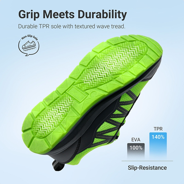 Kids’ Lace-Up Non-Slip Running Shoes - NEON GREEN/BLACK - 3
