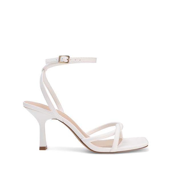 Women's Cross-Knot Heeled Sandals - WHITE - 3