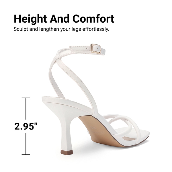 Women's Cross-Knot Heeled Sandals - WHITE - 7