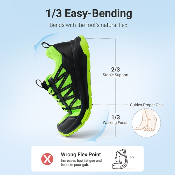 Kids’ Lace-Up Non-Slip Running Shoes - NEON GREEN/BLACK - 5