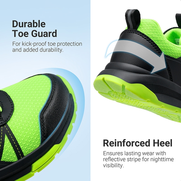 Kids’ Lace-Up Non-Slip Running Shoes - NEON GREEN/BLACK - 2