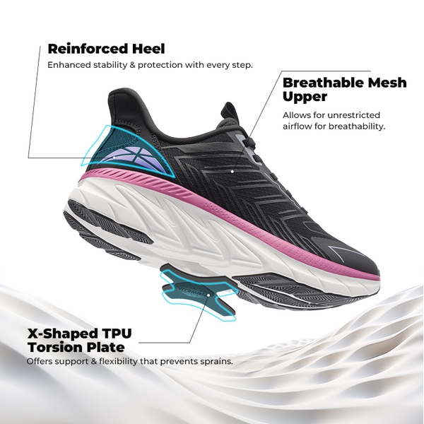 [ALLSWIFIT 2.0] Women's Comfortable Walking Sneakers - BLACK/FUCHSIA-NEW - 3