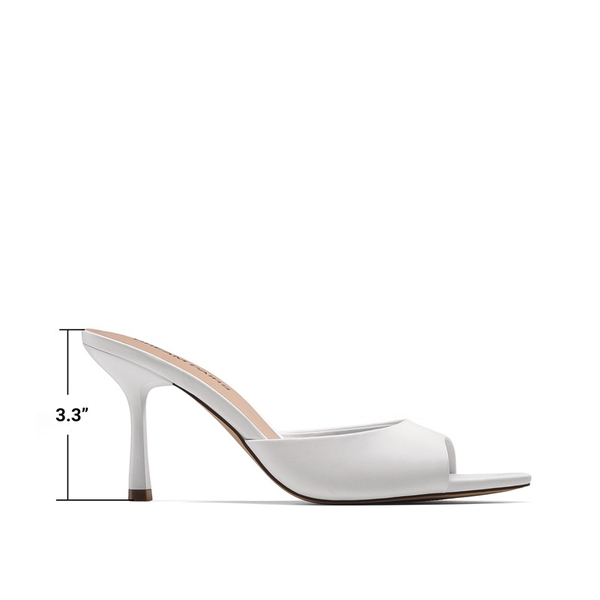 Women's Minimalist Pointed Toe Mule Heels - WHITE - 3