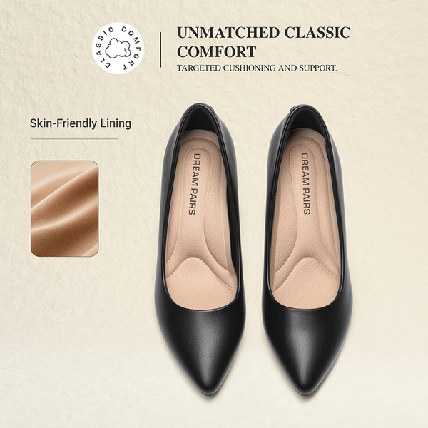 Ascenelle Women’s Comfortable Pumps with Arch Support - BLACK-PU - 6