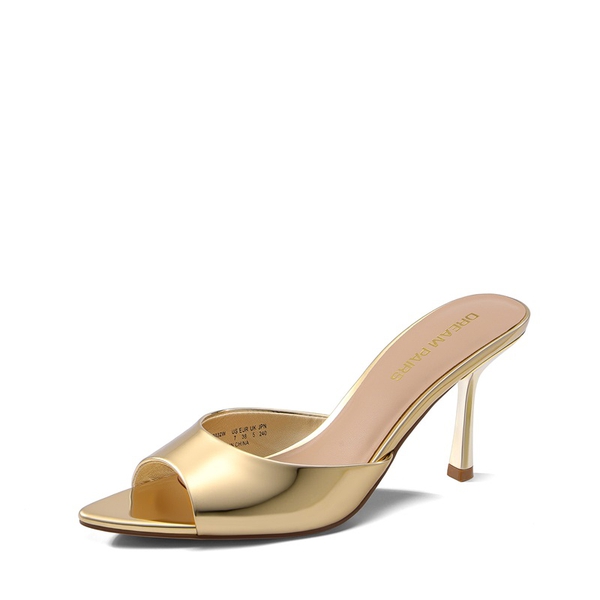 Women's Minimalist Pointed Toe Mule Heels - GOLD -  0